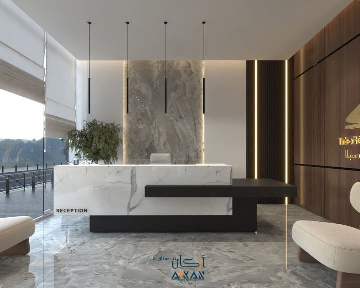 تصميم استقبال بكاونتر رخامي